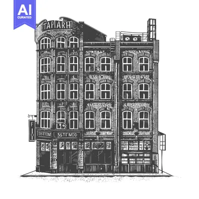 Premium design asset: A Detailed Illustration Of An Old Brick Building