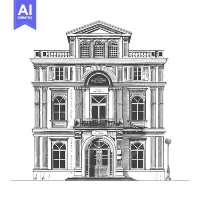 Premium design asset: Elegant Classical Building Architectural Drawing
