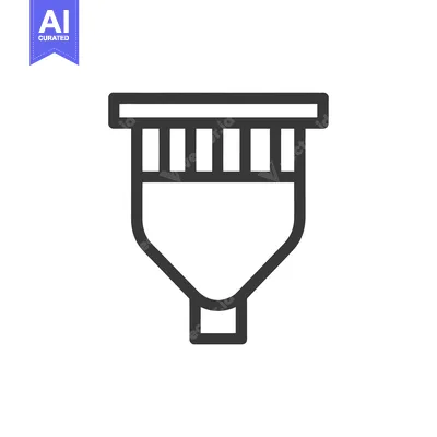 Aset desain premium: Minimalist Icon of a Funnel with Filter, Dark Gray Outline