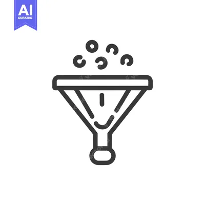 Funnel Icon with Smiling Face and Bubbles, Minimalist Line Art