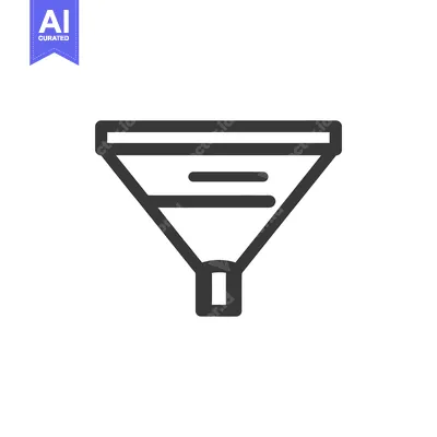 Aset premium populer: Minimalist Funnel Icon with Liquid Levels, Bold Outline on White Backg