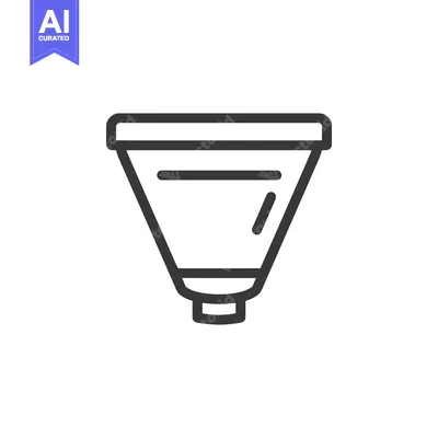 Aset desain premium: Minimalist Icon of a Funnel with Bold Outline on White Background