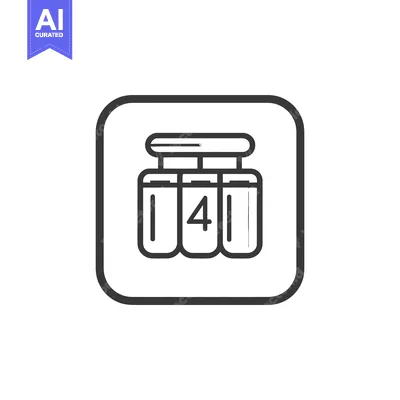 Minimalist Icon of Four Cylinders with Connecting Top in Rounded Squar