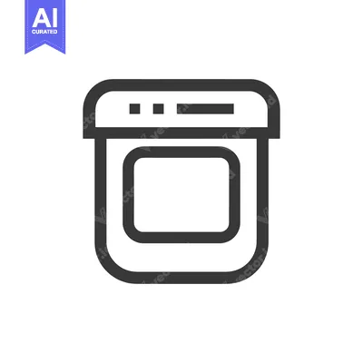 Aset desain premium: Minimalist Oven Icon: Clean Line Art for Kitchen Appliance Symbolism