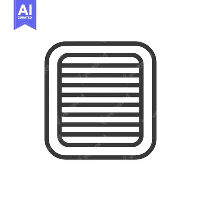 Aset desain premium: Minimalist Vent Icon: Rounded Rectangle with Horizontal Lines, Black a
