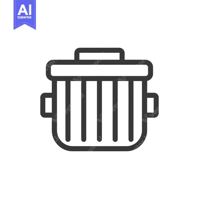 Aset premium populer: Minimalist Trash Can Icon: Clean, Bold Line Art on White Background