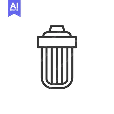 Aset desain premium: Minimalist Trash Can Icon: Clean Line Art Symbol for Waste Disposal