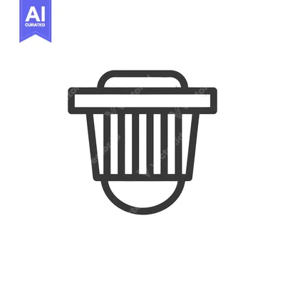 Popular premium asset: Minimalist Black Line Art: Stylized Trash Can Icon on White Background