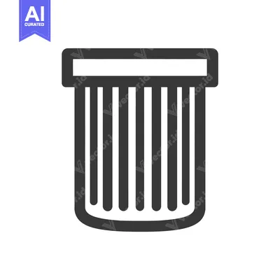 Aset premium populer: Minimalist Trash Can Icon with Vertical Lines and Bold Outline