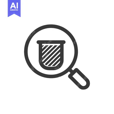 Aset premium populer: Magnifying Glass Focuses on Striped Beaker, Science Icon