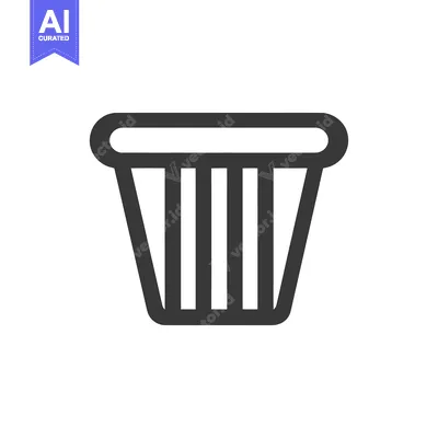 Aset desain premium: Minimalist Dark Gray Trash Can Icon on White Background