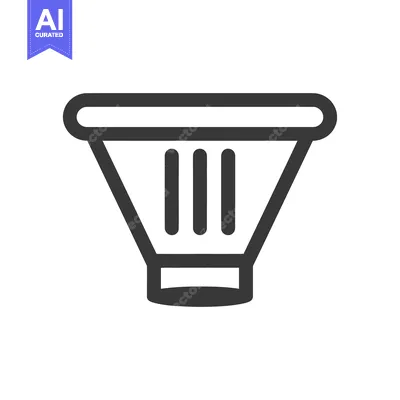 Aset desain premium: Minimalist Icon of a Funnel with Three Vertical Lines on White Backgro