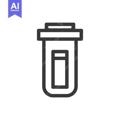 Aset premium populer: Minimalist Pill Bottle Icon: Bold Outline on White Background