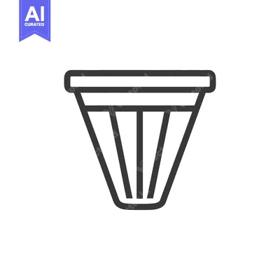 Aset premium populer: Minimalist Coffee Filter Icon: Bold Outline on White Background