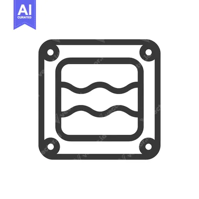 Aset desain premium: Minimalist Swimming Pool Icon with Waves and Rounded Square Frame