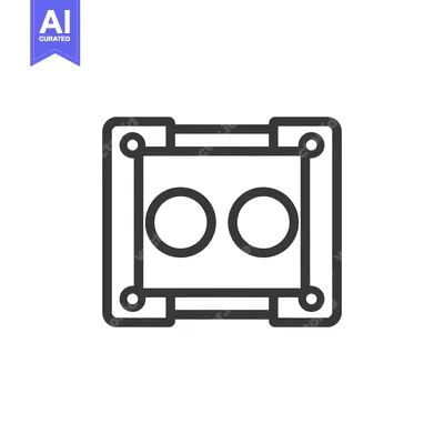 Aset desain premium: Abstract Icon: Two Circles in a Square Frame with Rounded Corners, Min