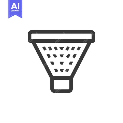 Popular premium asset: Minimalist Funnel Icon with Perforated Filter, Bold Outline on White