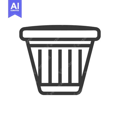 Aset desain premium: Minimalist Trash Can Icon: Clean Vector Illustration on White Backgrou