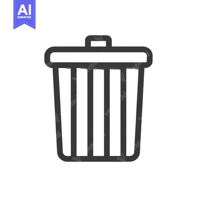 Aset premium populer: Minimalist Trash Can Icon: Bold Outline on White Background