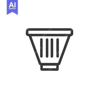 Aset desain premium: Minimalist Icon of a Coffee Filter with Vertical Lines on White Backgr