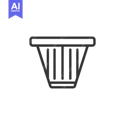 Aset premium populer: Minimalist Trash Can Icon: Clean Line Art on White Background