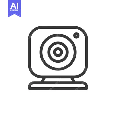 Aset desain premium: Minimalist Webcam Icon: Sleek Design for Digital Communication and Vid