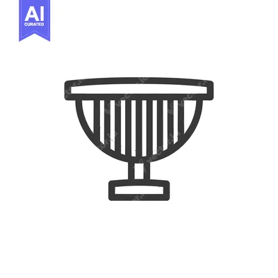 Aset desain premium: Minimalist Vector Icon of a Classic Fruit Bowl with Pedestal Base