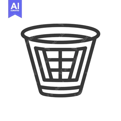 Aset premium populer: Minimalist Trash Can Icon with Grid Design in Bold Outline Style
