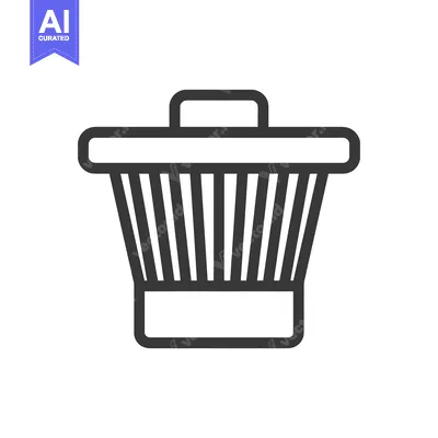 Aset desain premium: Minimalist Trash Can Icon: Clean Vector Symbol for Waste Disposal and
