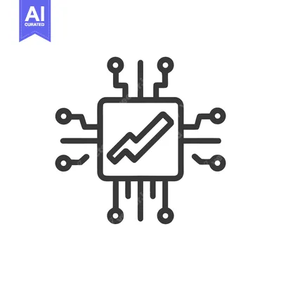 Aset premium populer: Minimalist Icon of a Microchip with a Lightning Bolt, Black on White B