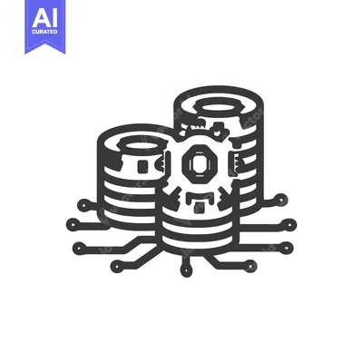 Digital Data Storage: Stylized Icon of Servers with Circuit Connection