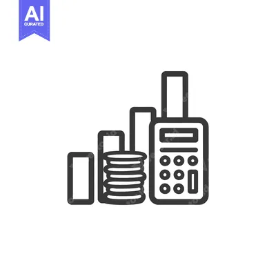 Aset premium populer: Financial Growth Icon: Stacked Coins, Bar Graph, and Calculator in Sim