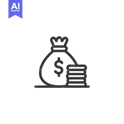 Aset premium populer: Minimalist Money Bag Icon with Stacked Coins Illustration