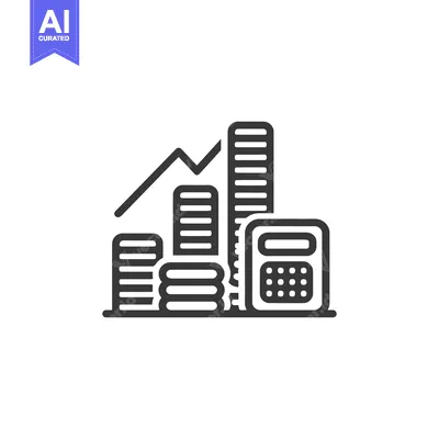 Aset premium populer: Financial Growth Icon: Rising Graph, Coins, and Calculator Illustratio