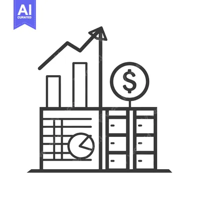Aset desain premium: Financial Growth and Data Analysis Icon with Upward Arrow and Dollar S
