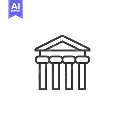 Premium design asset: A simple linear illustration of a classical building facade