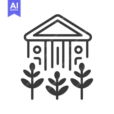 Popular premium asset: An icon depicting a building with plants growing in front of it