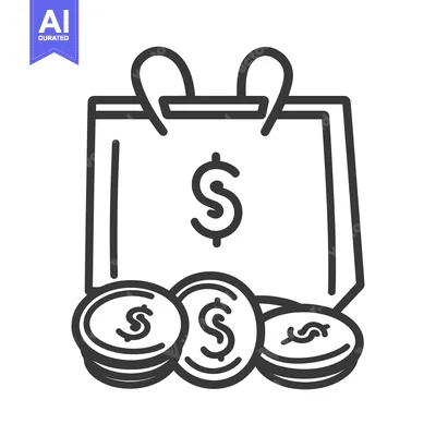 Popular premium asset: A stylized illustration of a shopping bag and coins