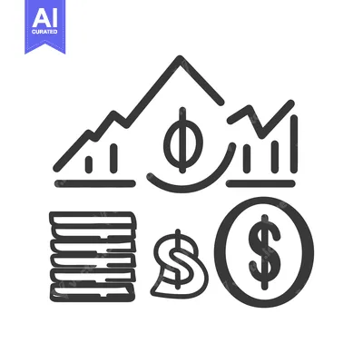 Aset desain premium: Financial symbols depicting money and charts indicating progress and g