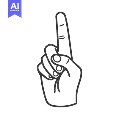 Aset premium populer: An isolated drawing of a hand pointing upwards with one finger