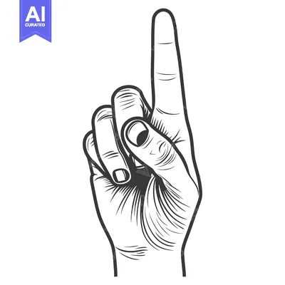 Aset desain premium: An illustration of a human hand pointing its index finger up