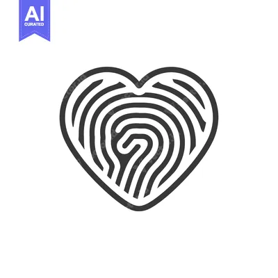Aset desain premium: Fingerprint Design Inside a Heart Shape