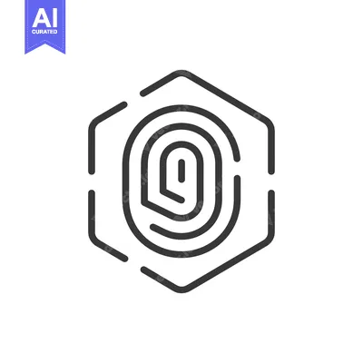 Aset desain premium: Fingerprint Icon Inside a Hexagon