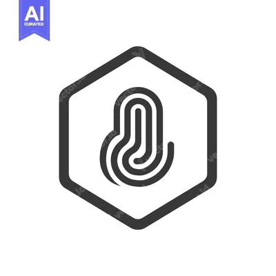 Aset desain premium: Fingerprint inside hexagonal frame