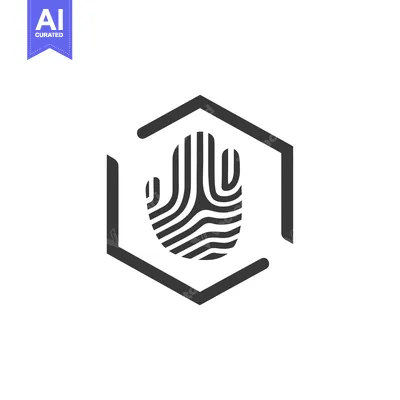 Premium design asset: Fingerprint Inside Hexagon Logo Design