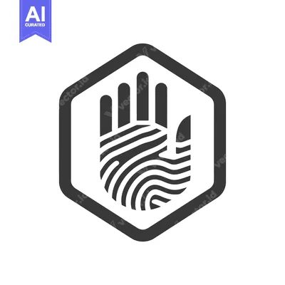 Premium design asset: Fingerprint Inside Hexagon Symbol