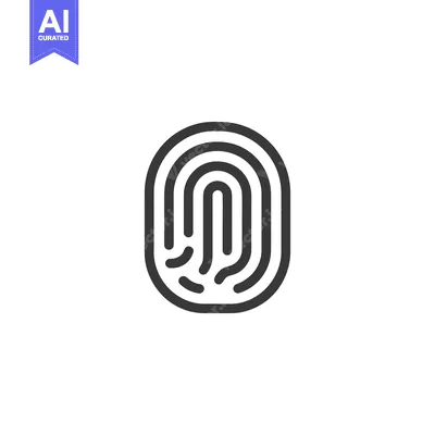 Minimalist Fingerprint Icon: Biometric Security Symbol in Black and Wh
