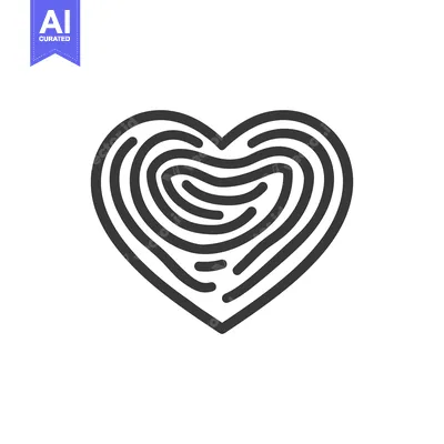 Aset premium populer: Fingerprint-shaped heart design with a swirling pattern