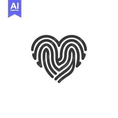 Aset desain premium: Fingerprint Shaped Heart Icon