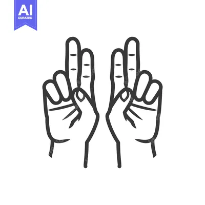 Aset premium populer: Two hands displaying the fingers forming specific symbolic gestures
